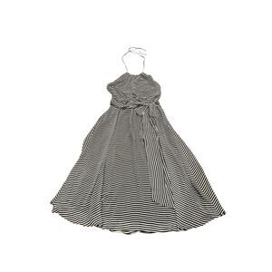 Isaac Mizrahi NY Halter Maxi Dress stripe Womens 10 Sleeveless Belted Luxury